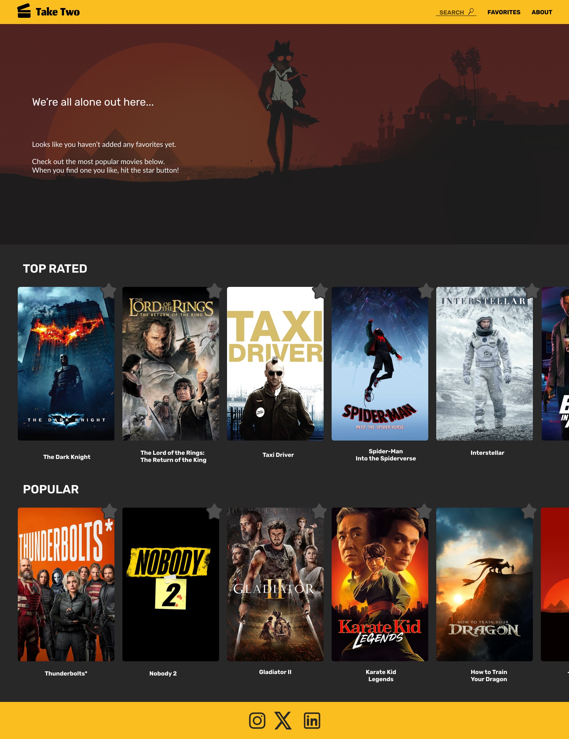 Favorites screen
